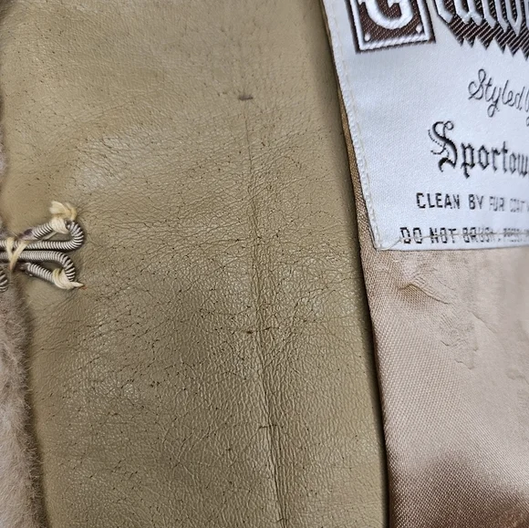 Vintage 60s Grandella tan heavy classic faux fur coat pockets satin lined sz 10 - Picture 9 of 16